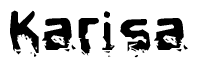 The image contains the word Karisa in a stylized font with a static looking effect at the bottom of the words