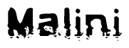 The image contains the word Malini in a stylized font with a static looking effect at the bottom of the words