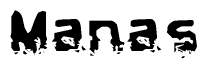 The image contains the word Manas in a stylized font with a static looking effect at the bottom of the words
