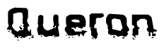The image contains the word Queron in a stylized font with a static looking effect at the bottom of the words