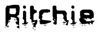 This nametag says Ritchie, and has a static looking effect at the bottom of the words. The words are in a stylized font.