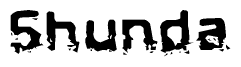 The image contains the word Shunda in a stylized font with a static looking effect at the bottom of the words