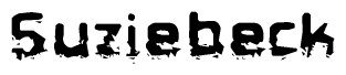 The image contains the word Suziebeck in a stylized font with a static looking effect at the bottom of the words