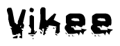The image contains the word Vikee in a stylized font with a static looking effect at the bottom of the words