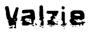 The image contains the word Valzie in a stylized font with a static looking effect at the bottom of the words