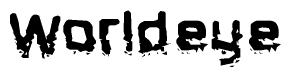 The image contains the word Worldeye in a stylized font with a static looking effect at the bottom of the words