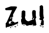 This nametag says Zul, and has a static looking effect at the bottom of the words. The words are in a stylized font.