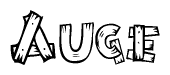 The image contains the name Auge written in a decorative, stylized font with a hand-drawn appearance. The lines are made up of what appears to be planks of wood, which are nailed together