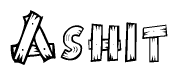 The clipart image shows the name Ashit stylized to look like it is constructed out of separate wooden planks or boards, with each letter having wood grain and plank-like details.