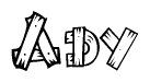 The clipart image shows the name Ady stylized to look as if it has been constructed out of wooden planks or logs. Each letter is designed to resemble pieces of wood.