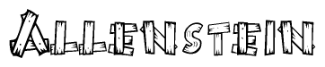 The image contains the name Allenstein written in a decorative, stylized font with a hand-drawn appearance. The lines are made up of what appears to be planks of wood, which are nailed together