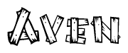 The clipart image shows the name Aven stylized to look like it is constructed out of separate wooden planks or boards, with each letter having wood grain and plank-like details.