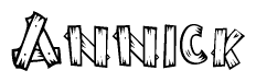 The clipart image shows the name Annick stylized to look like it is constructed out of separate wooden planks or boards, with each letter having wood grain and plank-like details.