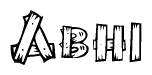 The clipart image shows the name Abhi stylized to look like it is constructed out of separate wooden planks or boards, with each letter having wood grain and plank-like details.