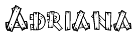 The image contains the name Adriana written in a decorative, stylized font with a hand-drawn appearance. The lines are made up of what appears to be planks of wood, which are nailed together