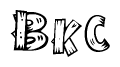 The image contains the name Bkc written in a decorative, stylized font with a hand-drawn appearance. The lines are made up of what appears to be planks of wood, which are nailed together