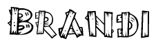 The clipart image shows the name Brandi stylized to look like it is constructed out of separate wooden planks or boards, with each letter having wood grain and plank-like details.