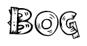 The clipart image shows the name Bog stylized to look like it is constructed out of separate wooden planks or boards, with each letter having wood grain and plank-like details.