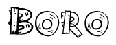 The clipart image shows the name Boro stylized to look like it is constructed out of separate wooden planks or boards, with each letter having wood grain and plank-like details.