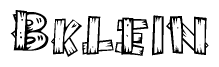 The image contains the name Bklein written in a decorative, stylized font with a hand-drawn appearance. The lines are made up of what appears to be planks of wood, which are nailed together