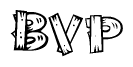 The image contains the name Bvp written in a decorative, stylized font with a hand-drawn appearance. The lines are made up of what appears to be planks of wood, which are nailed together