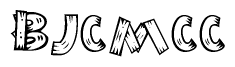 The clipart image shows the name Bjcmcc stylized to look as if it has been constructed out of wooden planks or logs. Each letter is designed to resemble pieces of wood.