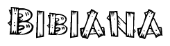 The clipart image shows the name Bibiana stylized to look like it is constructed out of separate wooden planks or boards, with each letter having wood grain and plank-like details.
