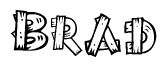 The clipart image shows the name Brad stylized to look as if it has been constructed out of wooden planks or logs. Each letter is designed to resemble pieces of wood.