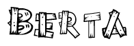 The clipart image shows the name Berta stylized to look like it is constructed out of separate wooden planks or boards, with each letter having wood grain and plank-like details.