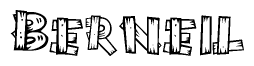 The clipart image shows the name Berneil stylized to look as if it has been constructed out of wooden planks or logs. Each letter is designed to resemble pieces of wood.