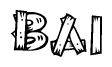 The clipart image shows the name Bai stylized to look like it is constructed out of separate wooden planks or boards, with each letter having wood grain and plank-like details.