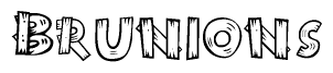 The clipart image shows the name Brunions stylized to look as if it has been constructed out of wooden planks or logs. Each letter is designed to resemble pieces of wood.