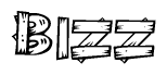 The clipart image shows the name Bizz stylized to look like it is constructed out of separate wooden planks or boards, with each letter having wood grain and plank-like details.