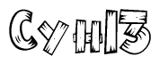 The image contains the name Cyh13 written in a decorative, stylized font with a hand-drawn appearance. The lines are made up of what appears to be planks of wood, which are nailed together