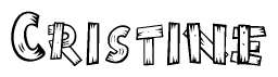 The clipart image shows the name Cristine stylized to look like it is constructed out of separate wooden planks or boards, with each letter having wood grain and plank-like details.