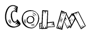 The image contains the name Colm written in a decorative, stylized font with a hand-drawn appearance. The lines are made up of what appears to be planks of wood, which are nailed together