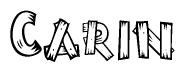 The clipart image shows the name Carin stylized to look like it is constructed out of separate wooden planks or boards, with each letter having wood grain and plank-like details.