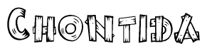 The clipart image shows the name Chontida stylized to look as if it has been constructed out of wooden planks or logs. Each letter is designed to resemble pieces of wood.