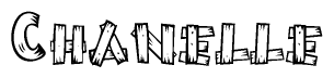 The clipart image shows the name Chanelle stylized to look like it is constructed out of separate wooden planks or boards, with each letter having wood grain and plank-like details.