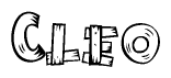 The clipart image shows the name Cleo stylized to look like it is constructed out of separate wooden planks or boards, with each letter having wood grain and plank-like details.