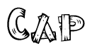 The clipart image shows the name Cap stylized to look like it is constructed out of separate wooden planks or boards, with each letter having wood grain and plank-like details.
