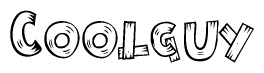The clipart image shows the name Coolguy stylized to look as if it has been constructed out of wooden planks or logs. Each letter is designed to resemble pieces of wood.