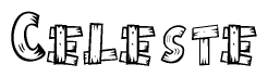 The clipart image shows the name Celeste stylized to look like it is constructed out of separate wooden planks or boards, with each letter having wood grain and plank-like details.