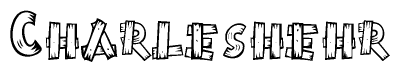 The clipart image shows the name Charleshehr stylized to look like it is constructed out of separate wooden planks or boards, with each letter having wood grain and plank-like details.