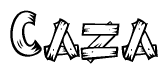 The clipart image shows the name Caza stylized to look like it is constructed out of separate wooden planks or boards, with each letter having wood grain and plank-like details.