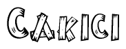 The clipart image shows the name Cakici stylized to look like it is constructed out of separate wooden planks or boards, with each letter having wood grain and plank-like details.