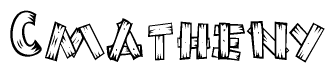 The clipart image shows the name Cmatheny stylized to look like it is constructed out of separate wooden planks or boards, with each letter having wood grain and plank-like details.