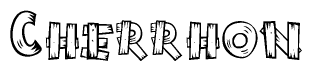 The clipart image shows the name Cherrhon stylized to look as if it has been constructed out of wooden planks or logs. Each letter is designed to resemble pieces of wood.