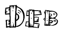 The image contains the name Deb written in a decorative, stylized font with a hand-drawn appearance. The lines are made up of what appears to be planks of wood, which are nailed together
