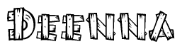 The clipart image shows the name Deenna stylized to look like it is constructed out of separate wooden planks or boards, with each letter having wood grain and plank-like details.